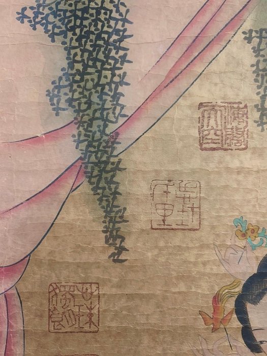 代號TZ496《仇英仕女》三尺中堂手繪作品畫心材質：宣紙裝裱尺寸：長