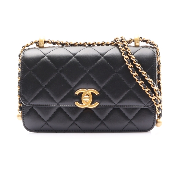 CHANEL 香奈兒 Mini Perfect Fit Flap 肩背包 黑色 菱格紋 羊皮 金扣 【二手名牌BRAND OFF】