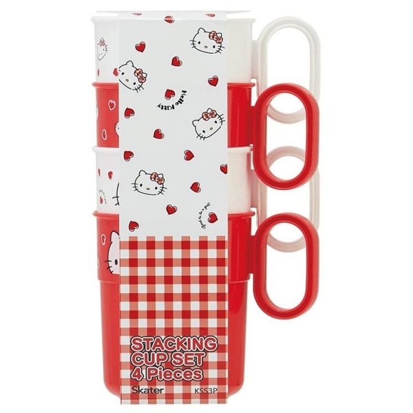 【震撼精品百貨】Hello Kitty 凱蒂貓~HELLO KITTY 4入塑膠水杯(300ML) 日本製 #49243