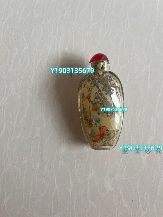 水晶內畫鼻煙壺清明上河圖一個，，。 老畫書法掛畫【皇朝古玩】二手