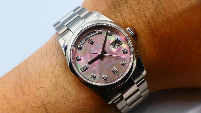 【美好時光】ROLEX勞力士白金Daydate 118209原裝黑貝母十鑽(大顆鑽石)釋出!盒單全美品( 18239 118239參考)