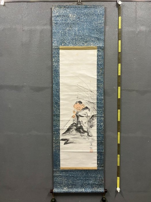 嚴選清末民國富田溪仙創作漁翁圖人物畫，紙本手工紙裱精美掛畫漁翁圖