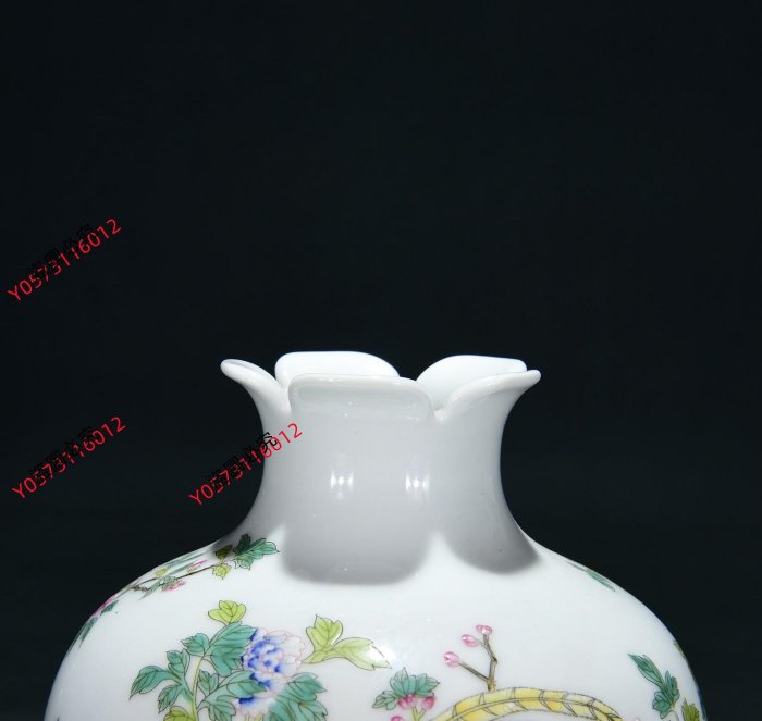 舊藏清雍正琺瑯彩花鳥紋石榴尊尺寸高18寬1335xq95252古玩收藏擺件 