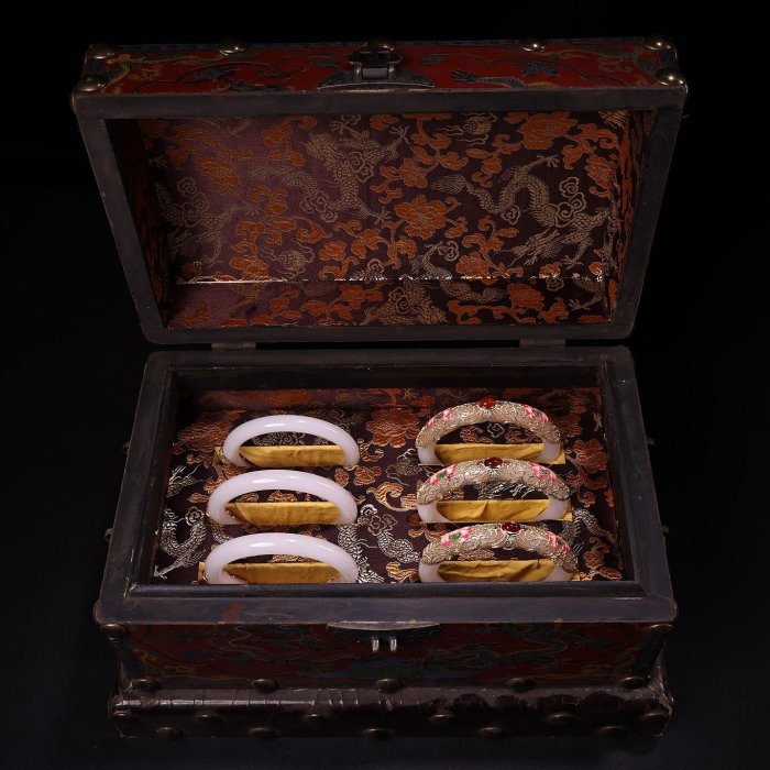 珍品舊藏收罕見清代宮廷御藏極品白玉金花絲手鐲工藝精湛款式精美古玩