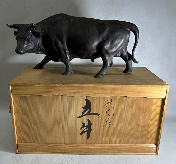 古玩輕鬆拍】老日本高岡銅器高岡銅器雕塑家般若純一郎作純一郎在銘有