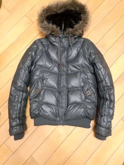 【G.Vintage】女SAMUEL & KEVIN 軍綠色連帽羽絨外套M號