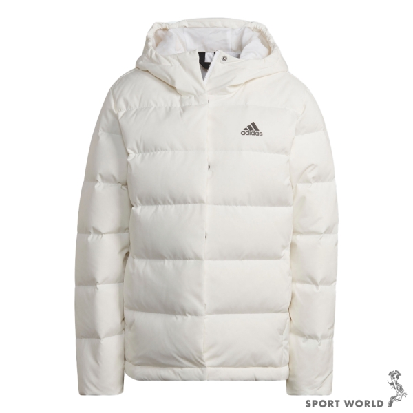 下殺】Adidas 連帽外套女裝羽絨外套拉鍊口袋米白【運動世界】HG4887