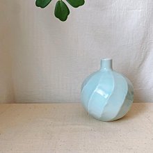 日本一位窯田中一晃青瓷手彫花器瓷感溫潤如玉全新木盒入非二手【上元雅
