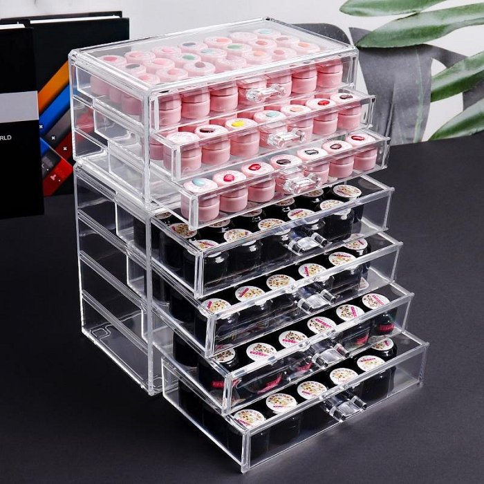 高透明亞克力收納盒 美甲收納盒 罐裝膠彩繪光療膠收納盒 飾品收納盒 美甲收納 抽屜式收納箱 美甲工具箱