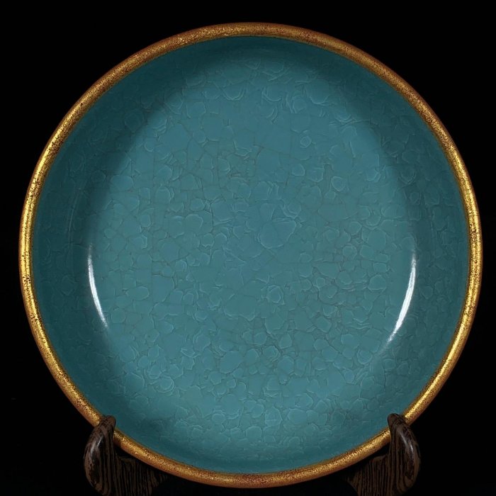 宋汝窯冰裂紋包口鼓釘洗，高6直徑17cm，2001884 瓷器官窯汝窯【古雲