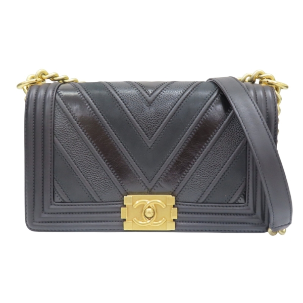 CHANEL 香奈兒 黑色 牛皮 Boy 25 肩揹包 A67086 【二手名牌BRAND OFF】