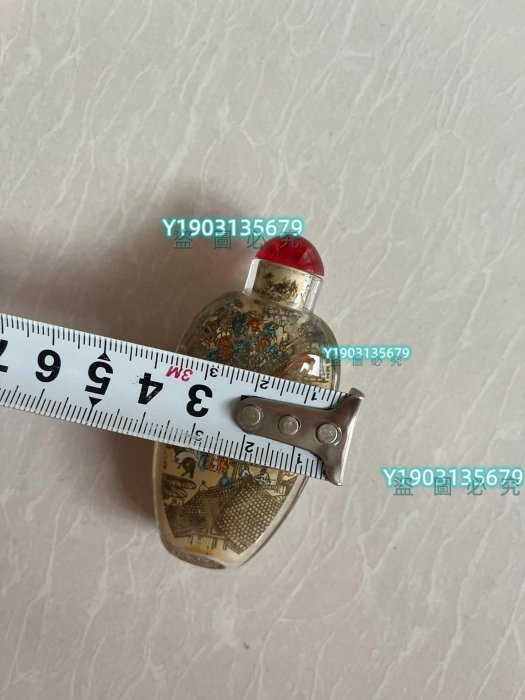 水晶內畫鼻煙壺清明上河圖一個，，。 老畫書法掛畫【皇朝古玩】二手