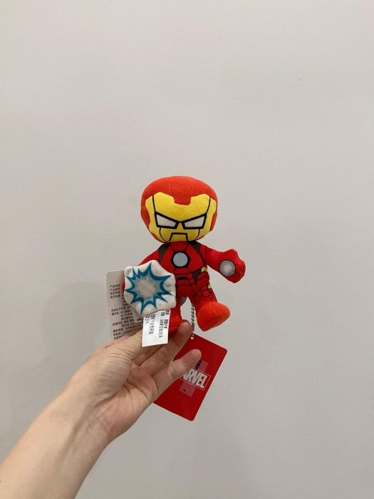 嚴選中古迪士尼 Marvel 鋼鐵俠冰箱貼 毛絨公仔收藏品 頭可旋轉 鋼鐵俠 磁吸 毛絨 公仔