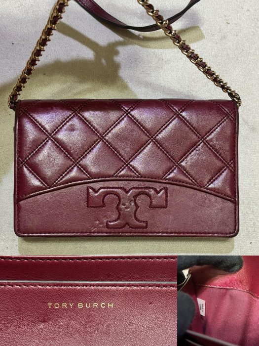 一元起標~ 正品TORY BURCH 托里伯奇 真皮Woc包 牛皮側背包 全皮斜背包 皮革鏈條⛓️包 TB手拿包貼身包 隨行包 精品包 ...