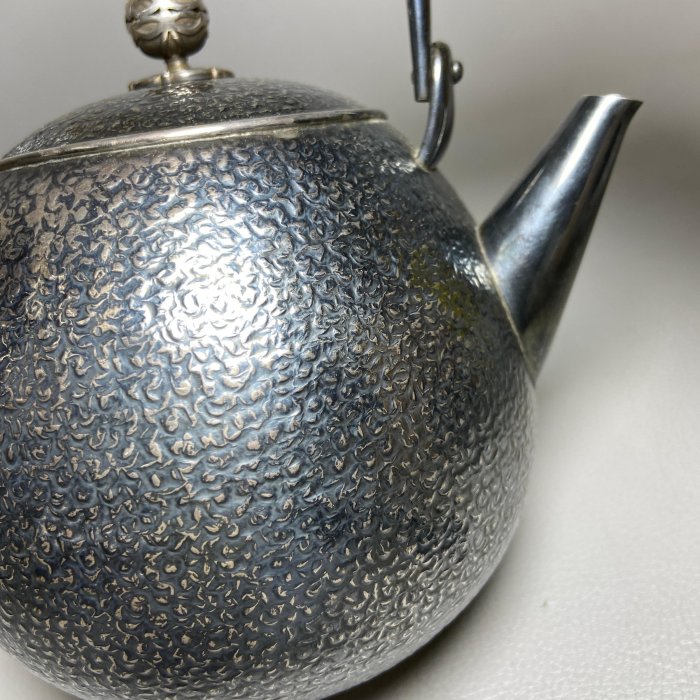 古玩輕鬆拍】古日本時代頂級煎茶道具☆一東齋造落款純銀七寶珠摘槌目梨