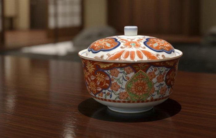 伊萬里　兎紋蓋付碗 5/4結標日本伊萬里染錦染付蓋碗急須湯吞煎茶道具套組BED0602 -茶道具侘