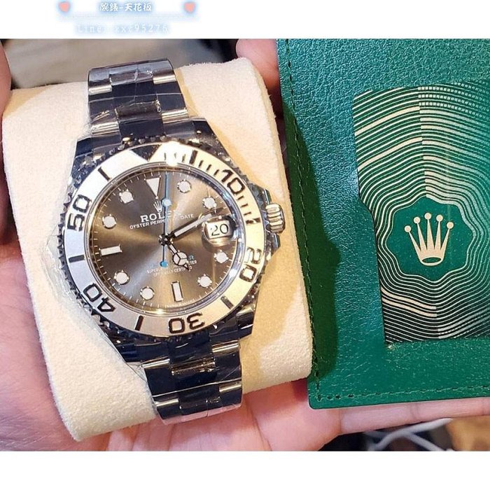 勞力士 268622 最新皇冠款 Yacht-master 新式保卡 Rolex 遊艇 鉑金框 銀灰色面盤 藍針錶