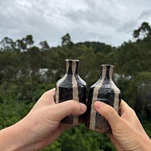 嚴選加藤舜陶鐵釉瀨戶燒花瓶天皇御用珍藏陶瓷藝術品小脫釉小磕仍美觀貼