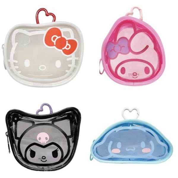 小禮堂 Sanrio 三麗鷗 愛心扣透明小物收納包 (大臉款) Kitty 美樂蒂 酷洛米 大耳狗