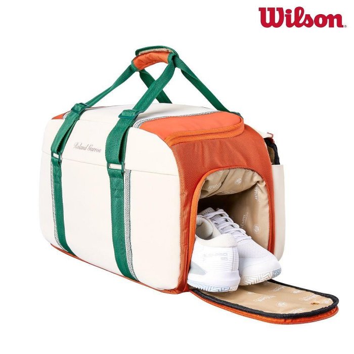 【曼森體育】Wilson ROLAND GARROS SMALL DUFFEL Cream 圓筒包 可裝2支球拍 法網系列