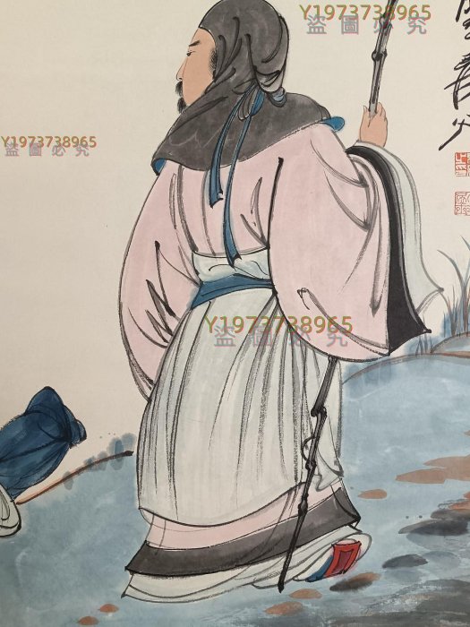 6176 張大千人物圖（純手繪） 立軸畫心尺寸62 X 118 cm 【古董店