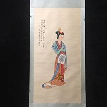 編號TR36四尺中堂畫，張大千的仕女圖，純手工繪畫，實物拍攝一物一圖