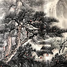 潘天壽 山水 Z299【潘天壽】山水，八尺橫幅純手繪作品尺寸約：239*100厘米未裝裱