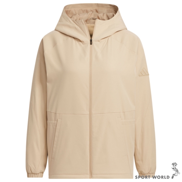 【下殺】Adidas 連帽外套 女裝 內裡抓絨 卡其【運動世界】JM8813