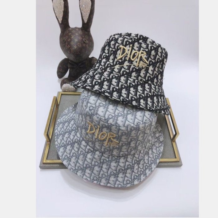 【熱賣精選】DIOR 新款字母漁夫帽子老花刺繡遮陽帽子太陽帽子遮陽防曬帽子子女