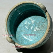古瓷宋代汝窯冰裂紋三足雙耳爐，多年釉色天青如冰裂紋自然漂亮，器型