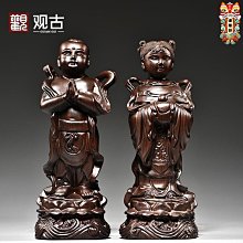 銅器 善財 童子 龍女 仏像一対 工芸品 美術品 置物 銅器 善財 童子 龍女 仏像一対 工芸品 美術品 置物