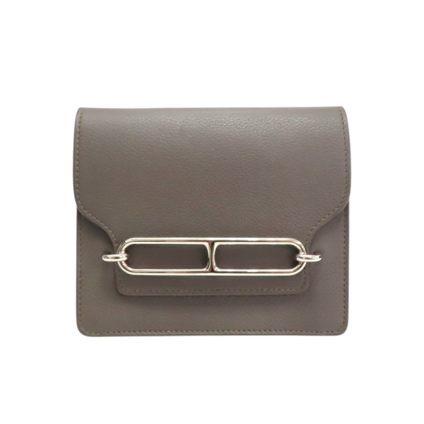 HERMES 愛馬仕 錫器灰 Evercolor牛皮 Roulis Slim Wallet 二折短包 Z刻 銀釦 【二手名牌BRAND OFF】