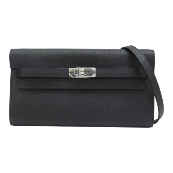 HERMES 愛馬仕 Kelly To Go Wallet 肩背包 黑色 Epsom牛皮 K刻 銀扣 【二手名牌BRAND OFF】