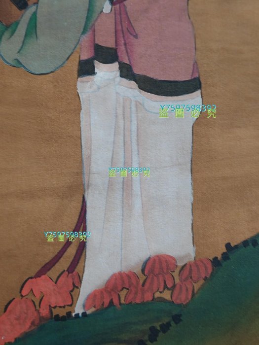 編號ZX38 三尺中堂手繪唐寅人物材質：絹本一物一圖實物攝！ 【唐韻坊