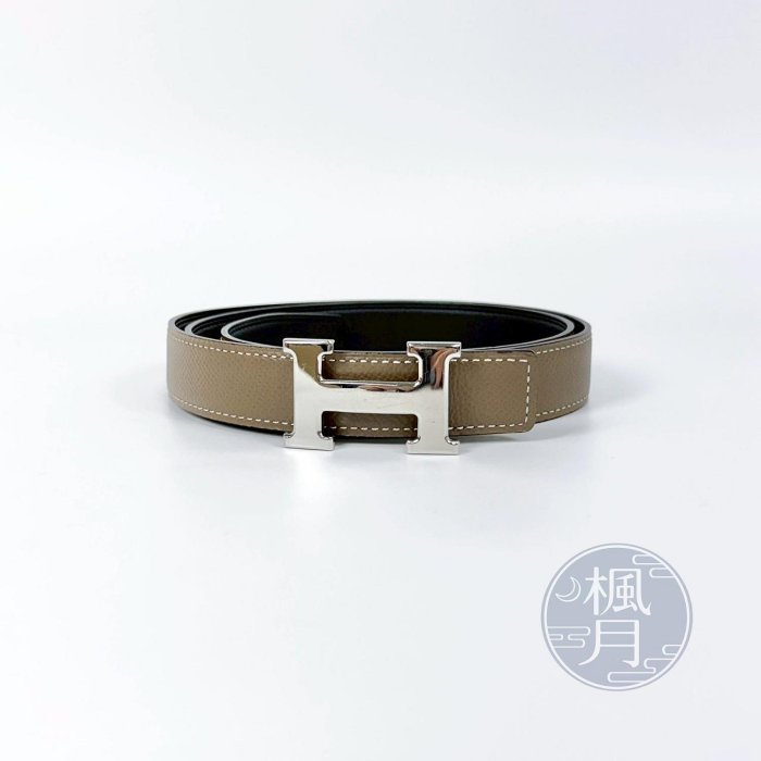 【一元起標 6/23】HERMES H052150CABU085 Z刻 黑/大象灰雙色 H皮帶 #85 24MM
