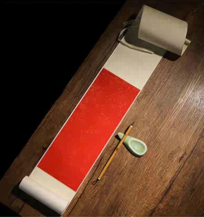 Art in THE【傑儒書畫】空白卷軸窄掛軸半生半熟宣紙全綾布掛軸國畫書法