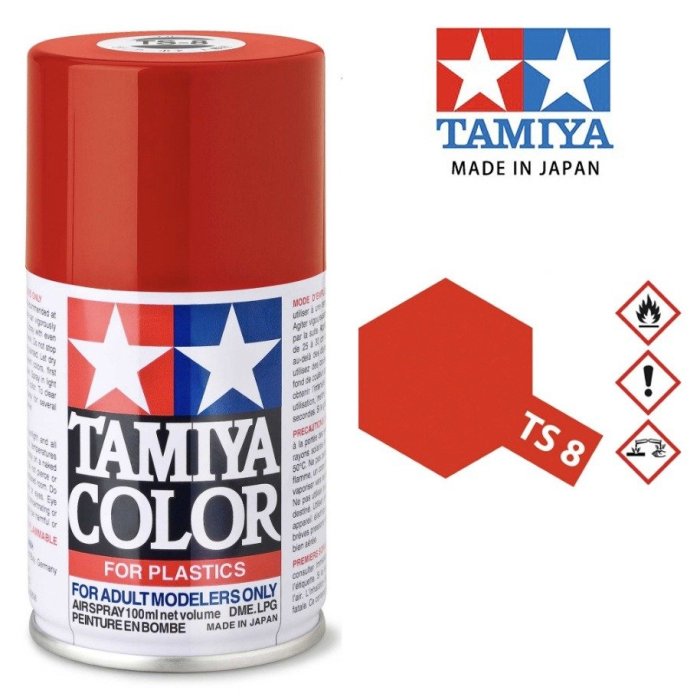 鋼普拉】TAMIYA 田宮模型噴漆噴罐油性漆85008 TS8 TS-8 法拉利紅亮光