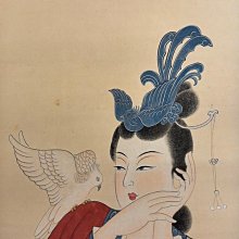 張大千仕女圖工筆人物畫尺寸133×49cm 卷軸裝裱成色輕微舊痕無損傷這幅