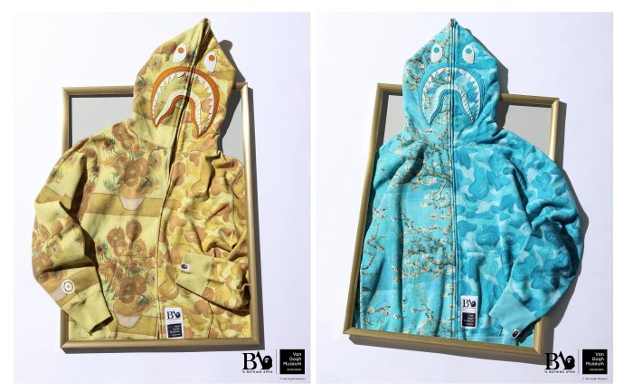 BAPE X VGM SHARK FULL ZIP HOODIE 梵谷Van Gogh Museum 鯊魚連帽外套