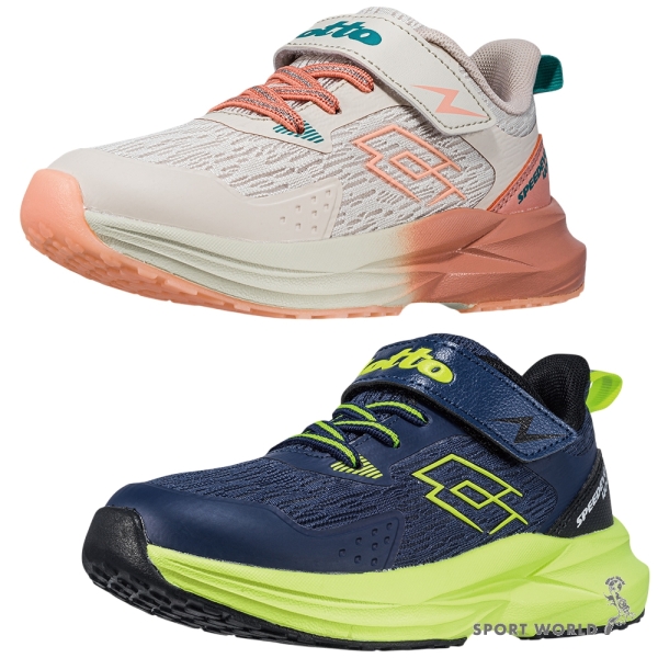 Lotto 慢跑鞋 中童鞋 魔鬼氈 SPEED EVO 400 奶茶/深藍【運動世界】LT5AKR0191/LT5AKR0196