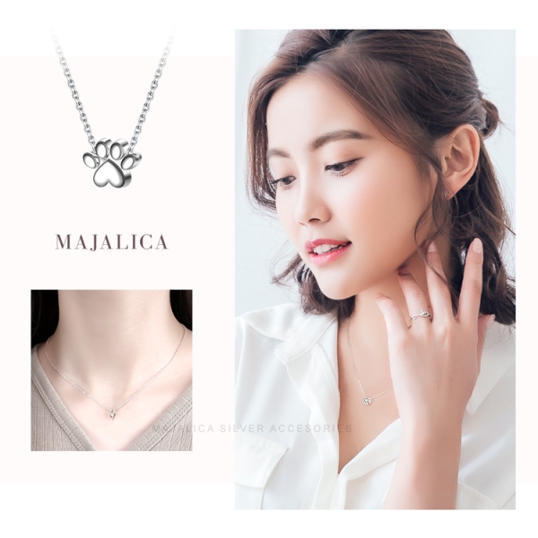 純銀盃　167g 925純銀項鍊Majalica 貓腳印項鍊狗腳印肉球送刻字附純銀鍊鎖骨鍊