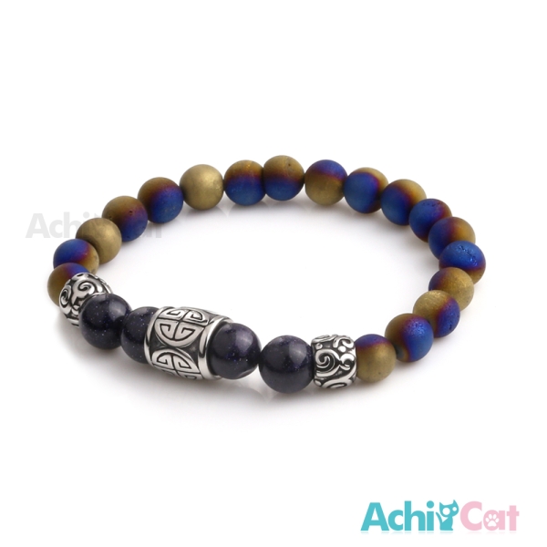 AchiCat 手鍊 串珠手鍊 光榮之物 藍沙石手鍊 珠珠彈性手環 F款H8072
