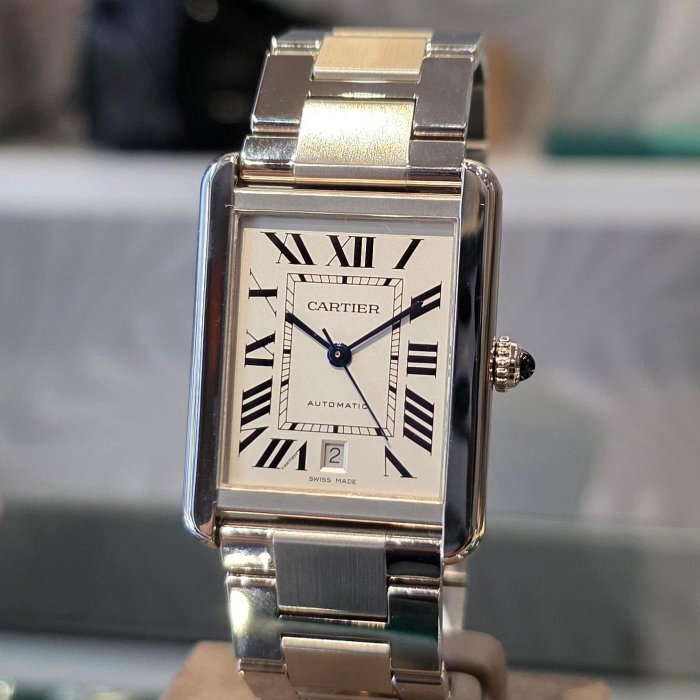 【個人藏錶】 CARTIER 卡地亞 大型 坦克系列 機械錶 自動上鍊 鍊帶版 31×41mm 台南二手錶