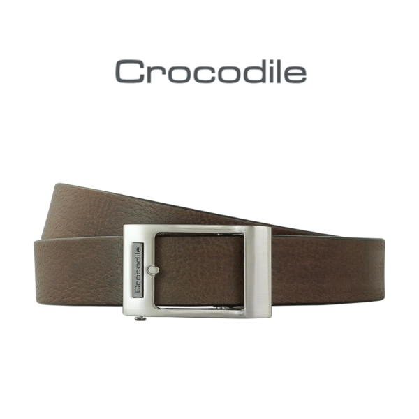 【全新品公司貨】Crocodile 鱷魚 咖啡色休閒褲百搭自動帶全牛皮真皮【寧寧小舖/台中30年老店】215-1