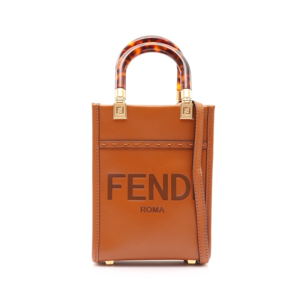 FENDI 芬迪 Mini Sunshine 兩用包 棕色 牛皮 8BS051 【二手名牌BRAND OFF】