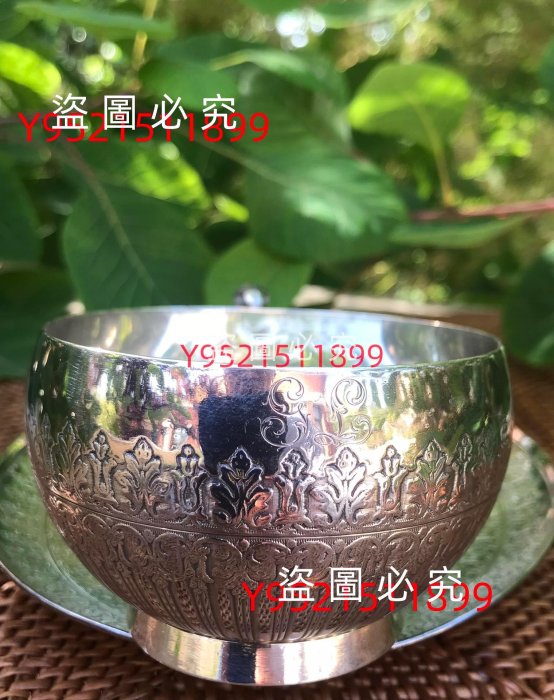 歐洲古董銀器，法國巴黎.Chpus滿工璣鏤工藝純銀茶杯、咖啡杯碟套（兩套