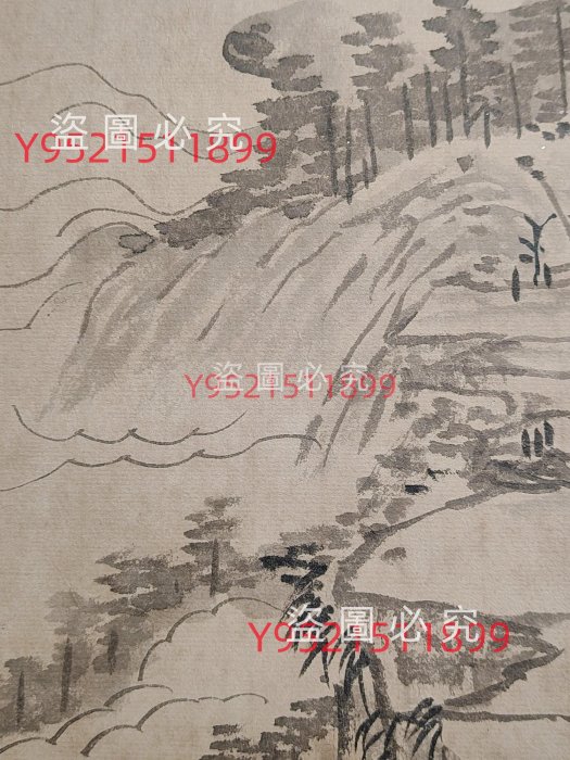中国古美術【王時敏款 山水図 手描】古書画 正統派 三尺水墨画 掛軸 文房置物 編號W22 純手工三尺王時敏山水，攝材料:宣紙裝裱:167cm 古玩書畫字畫