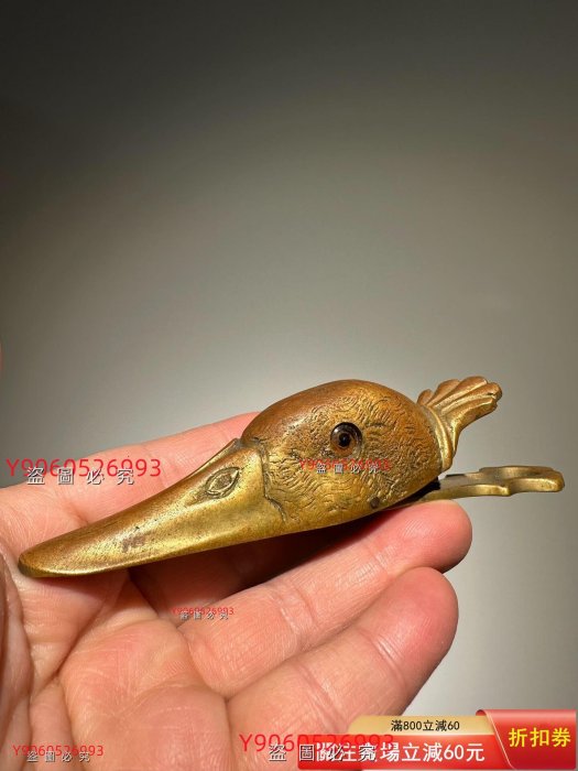 骨董晝道古銅製 水鳥鎮紙 西洋古董黃銅水鳥造型信件夾/裝飾擺件20世紀中期精黃銅制作匠人手作