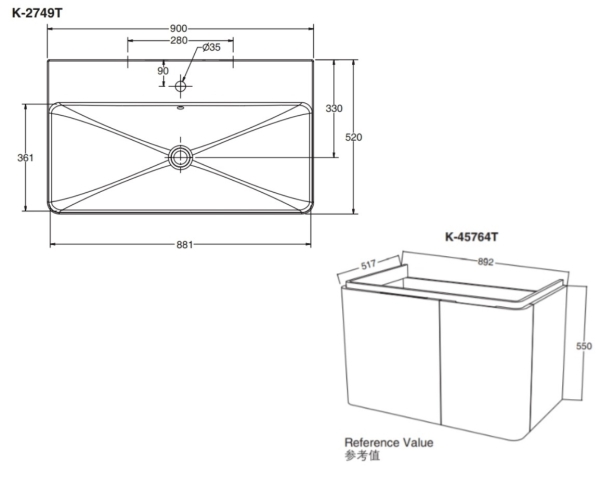【麗室衛浴】美國KOHLER活動促銷 FOREFRONT系列 90CM單孔盆K-2749T-1-0 + 多功能浴櫃 K-45764T-C36/-C38/-E63 product lightbox image 4