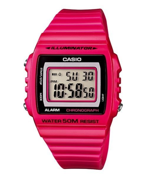 CASIO 卡西歐 方形數字錶大型的液晶錶面防水50米LED背光照明W-215H-4A ( 215 H 4 )學生錶